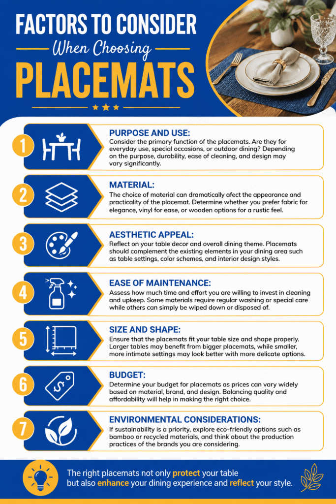 Factors to consider when choosing best types of placemats