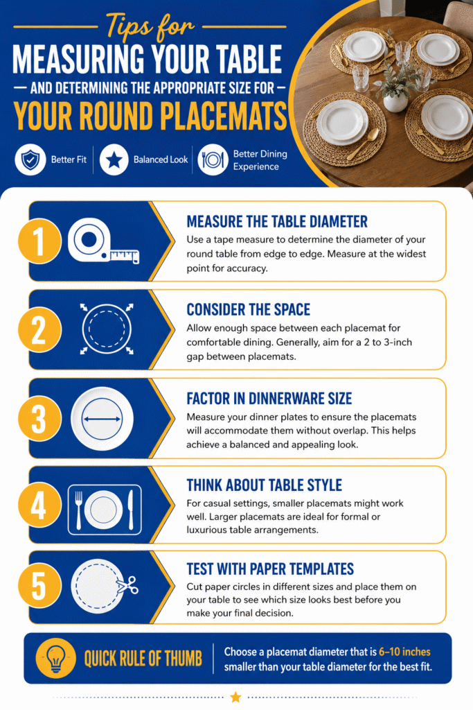 Measure table for average round placemat size